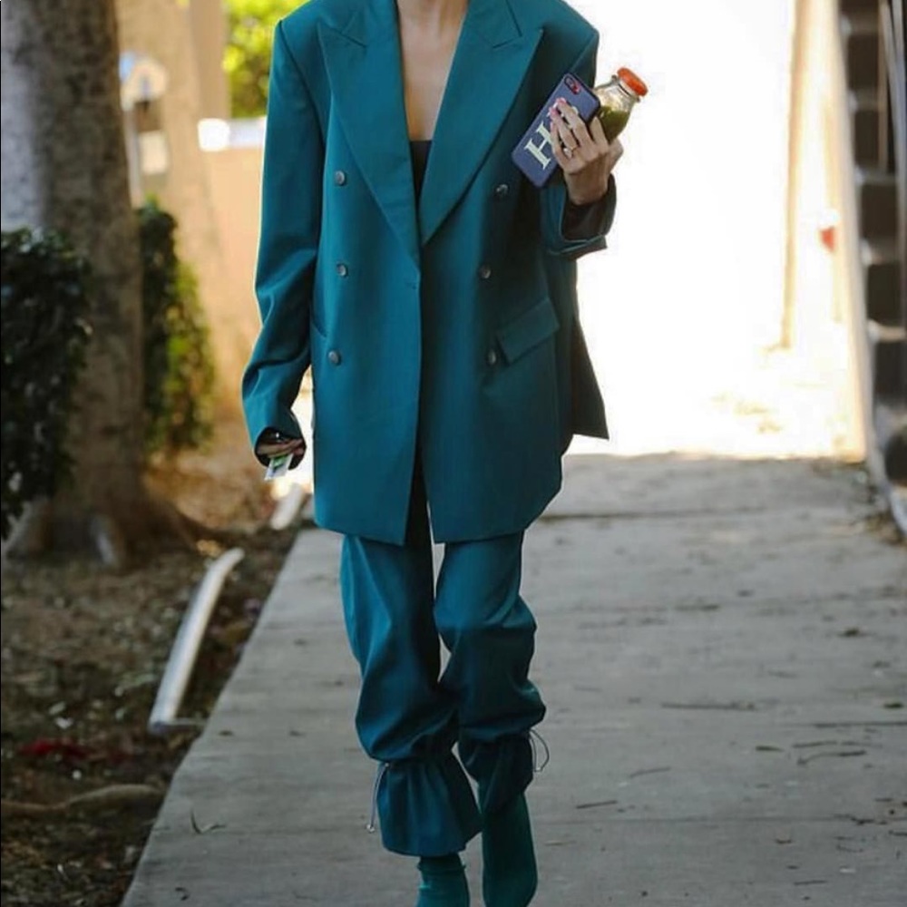 Finally call! 1:1 Hailey Bieber pants NWT in Teal